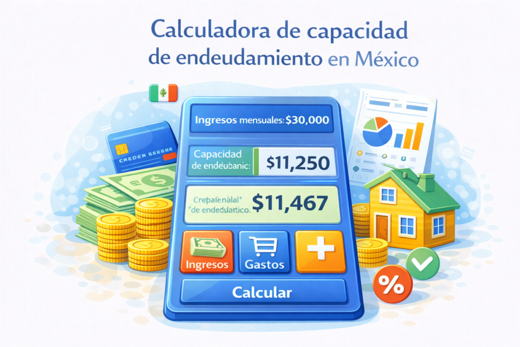 Calculadora de capacidad de endeudamiento en México para estimar cuánto puedes pagar según tus ingresos y gastos mensuales