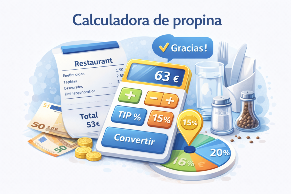 Calculadora de propina para calcular el monto a dejar en restaurantes según el total de la cuenta
