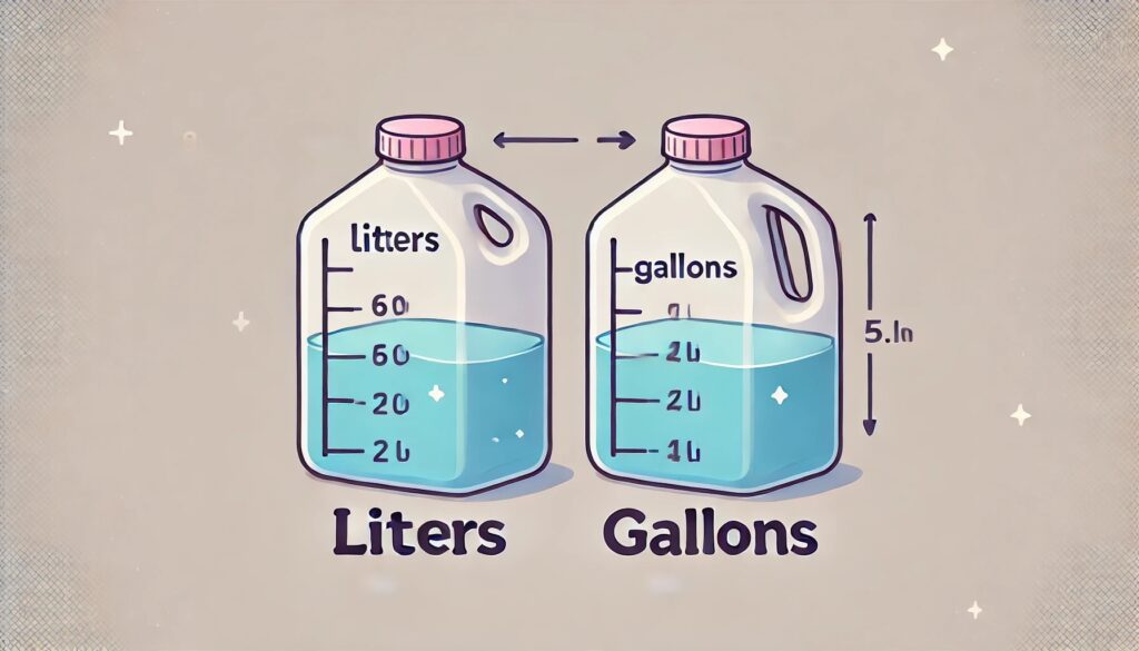 Tabla de conversión de litros a galones para medidas de líquidos